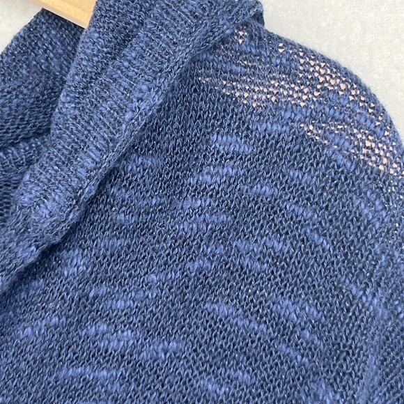 PROJECT Sweater Womens L BEACH Intarsia Slub Hooded Pullover Linen Cotton Blue - Picture 10 of 15